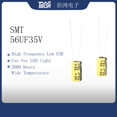 Condensatori elettrolitici di esr del cavo radiale ad alta temperatura basso del condensatore 56UF35V