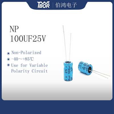 La Bi del condensatore di amp dell'automobile del NP 100UF25V ha polarizzato il condensatore elettrolitico di alluminio