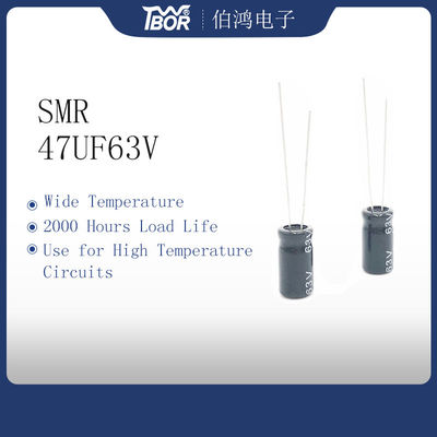ISO14001 condensatore miniatura 47UF 63V 8X12MM Al Electrolytic Capacitor
