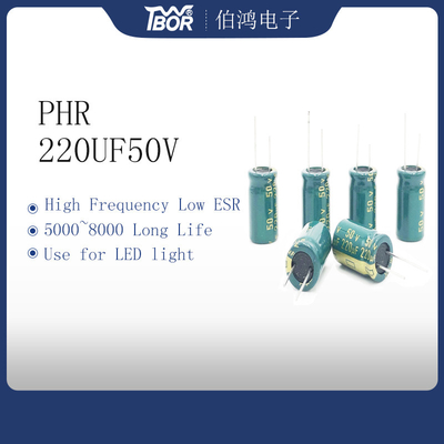 Condensatore elettrolitico di alluminio ad alta frequenza del PHR 220UF 50V per la luce del LED