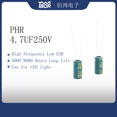 ore basse elettrolitiche del condensatore 4.7UF 250V esr della parte radiale di 6.3x12MM le 5000 caricano la vita