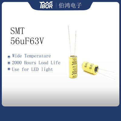 Temperatura ISO9001 del condensatore della luce di 56UF 63V 8X12MM LED ampia